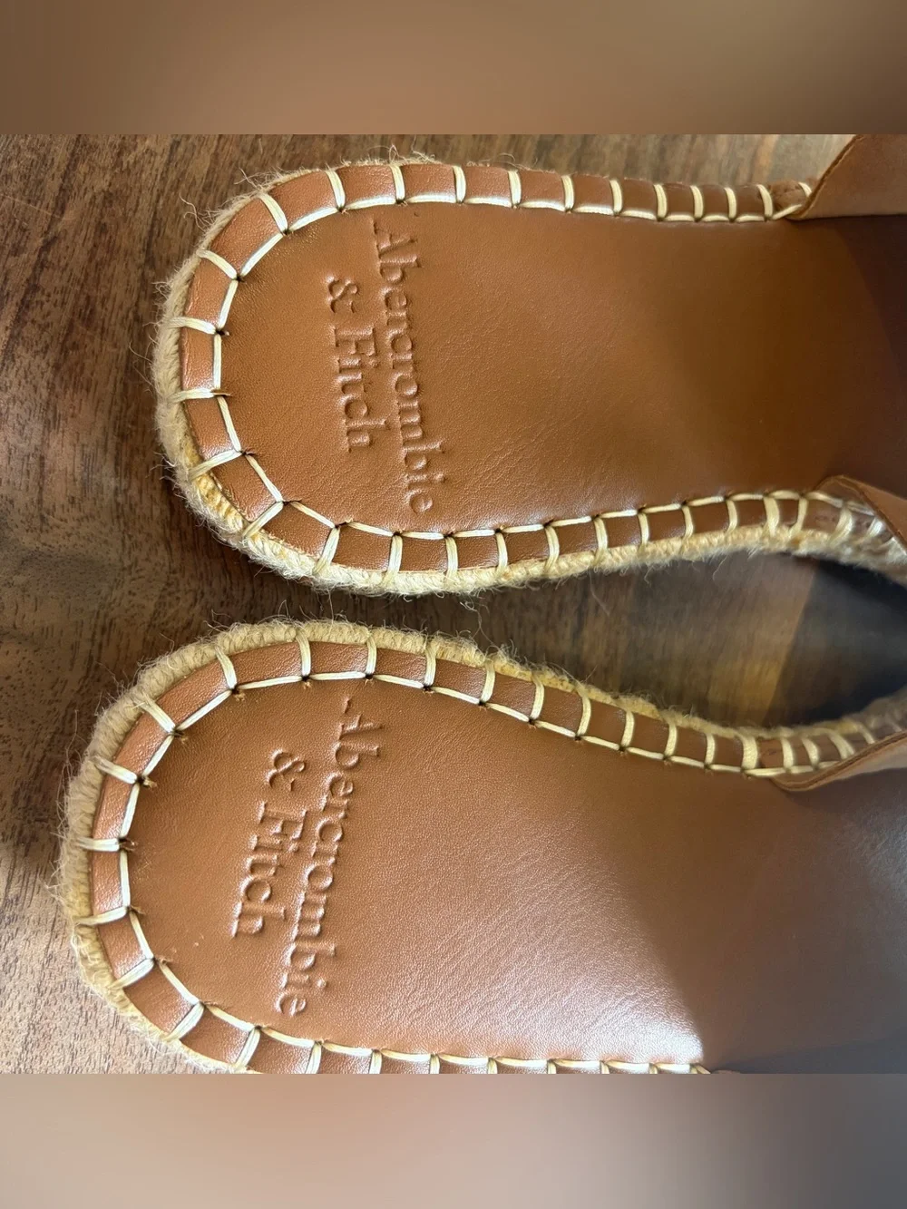 Abercrombie & Fitch New! Brown Slide Sandals with Espadrille Stitching size 38